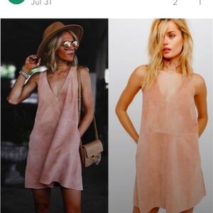 Free People Retro Love Suede Mini Dress Size S Pockets Rose Pink